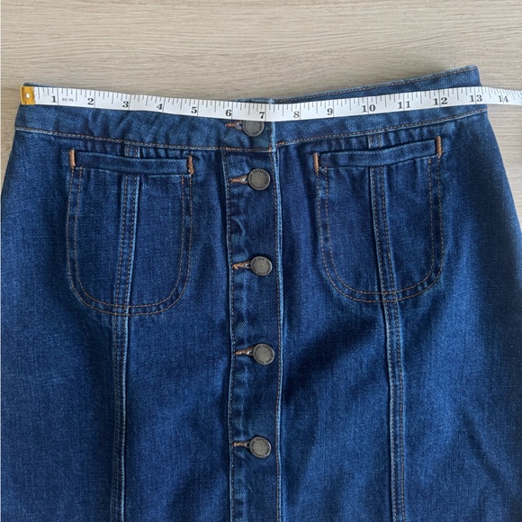 NWOT TOP SHOP Denim Button-Front Mini Moto Skirt Size 26 Front Pockets - Picture 5 of 9